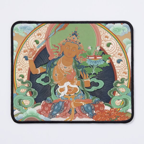 Item preview, Manjushri Wisdom Thangka Buddhist Art designed and sold by AetherNest.