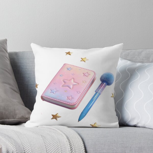 Artikelvorschau, Notizbuch mit Kawaii-Sternenmotiv in Pastellfarben & flauschiger Stift – Schreibwaren für Schule und Studium entworfen und verkauft von MiniPrintMagic.