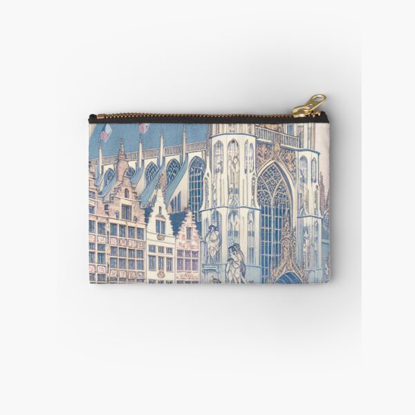 Item preview, Antwerpen Belgium Ukiyo-e Art - Cathedral of Our Lady Japanese Woodblock Style Gothic Architecture Canal Scene designed and sold by Vandy Fullam.
