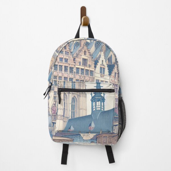 Item preview, Antwerpen Belgium Ukiyo-e Art - Cathedral of Our Lady Japanese Woodblock Style Gothic Architecture Canal Scene designed and sold by Vandy Fullam.
