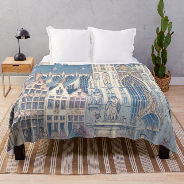 Item preview, Antwerpen Belgium Ukiyo-e Art - Cathedral of Our Lady Japanese Woodblock Style Gothic Architecture Canal Scene designed and sold by Vandy Fullam.