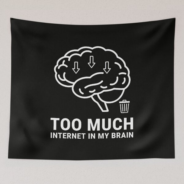 Item preview, Too Much Internet in My Brain Design with Glitch Arrows and Digital Overload Humor designed and sold by SplashTastic.