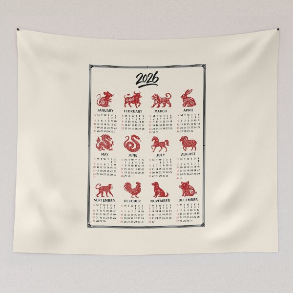 Item preview, 2026 Zodiac Animals Calendar Poster | 12 Zodiac Wall Art designed and sold by JOOKDesign.