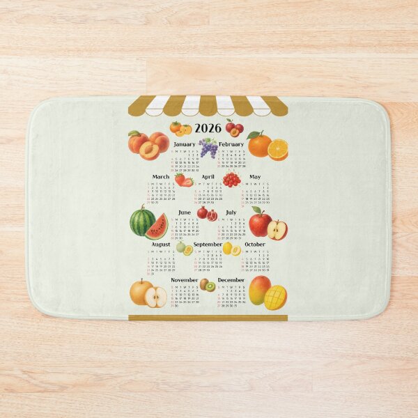 Item preview, 2026 Fruit Calendar Poster | 12 Colorful Fruits Monthly Wall Art designed and sold by JOOKDesign.