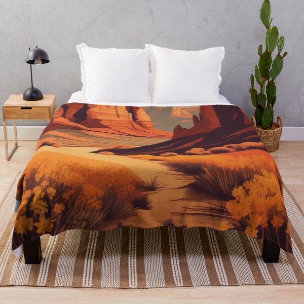 Item preview, Vintage Desert Valley Wildflower Art - Red Rock Canyon Sunset Boho National Park Poster Earthy Decor designed and sold by Esterlane.
