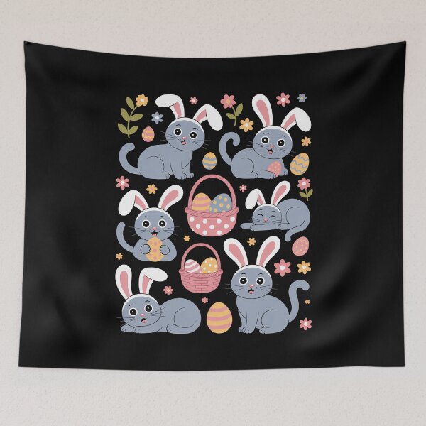 Item preview, Cat with Bunny Eggs Happy Easter Day designed and sold by cosmicncozyS.