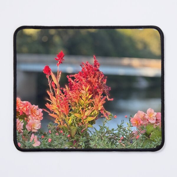 Item preview, Red flowers on a bridge designed and sold by Fox in the Willows.