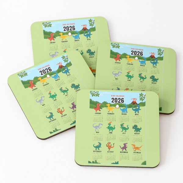 Item preview, Cute Dinosaur 2026 Calendar Poster | 12 Adorable Dino Illustrations designed and sold by JOOKDesign.