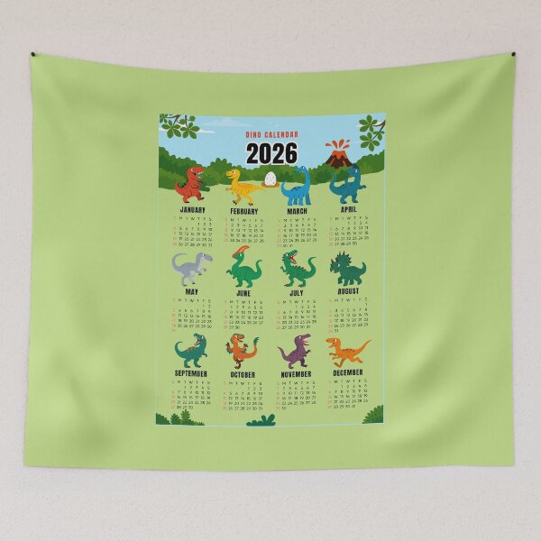 Item preview, Cute Dinosaur 2026 Calendar Poster | 12 Adorable Dino Illustrations designed and sold by JOOKDesign.