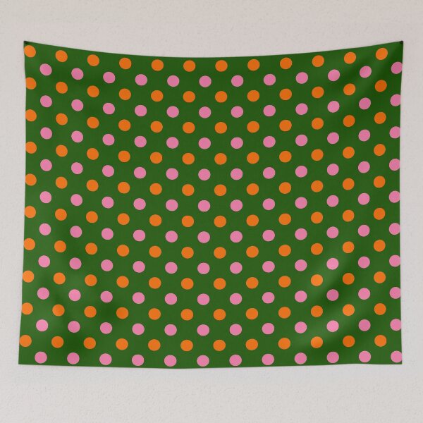 Item preview, Orange Pink Polka Dots On Green Background Design  designed and sold by PatternTitan.