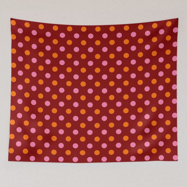 Item preview, Orange Pink Polka Dots On Red Background Design  designed and sold by PatternTitan.