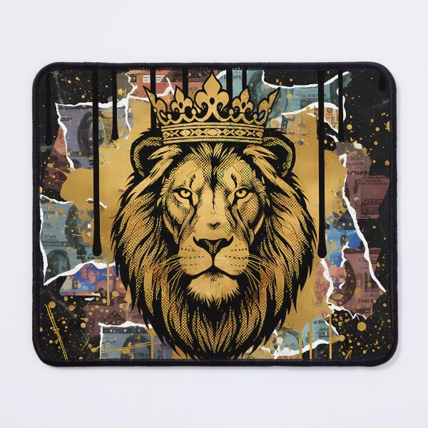 Item preview, Cashflow Crown Lion Poster – Gold Drip Street Art Money Collage With Royal Lion And Earn Quietly Quote designed and sold by Bored Elon.