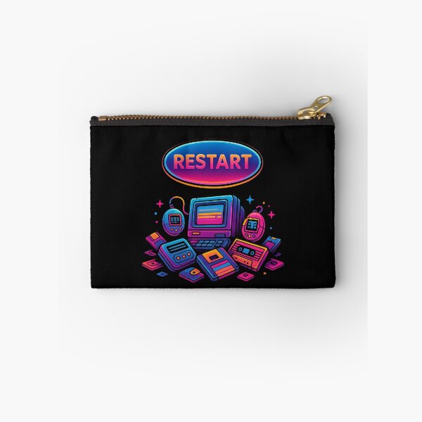 Item preview, Rebooting the 90s – Retro Tech Restart Button with Tamagotchi, Floppy Disks & Neon Vaporwave designed and sold by AddictiveDesign.