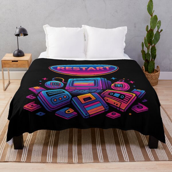 Item preview, Rebooting the 90s – Retro Tech Restart Button with Tamagotchi, Floppy Disks & Neon Vaporwave designed and sold by AddictiveDesign.