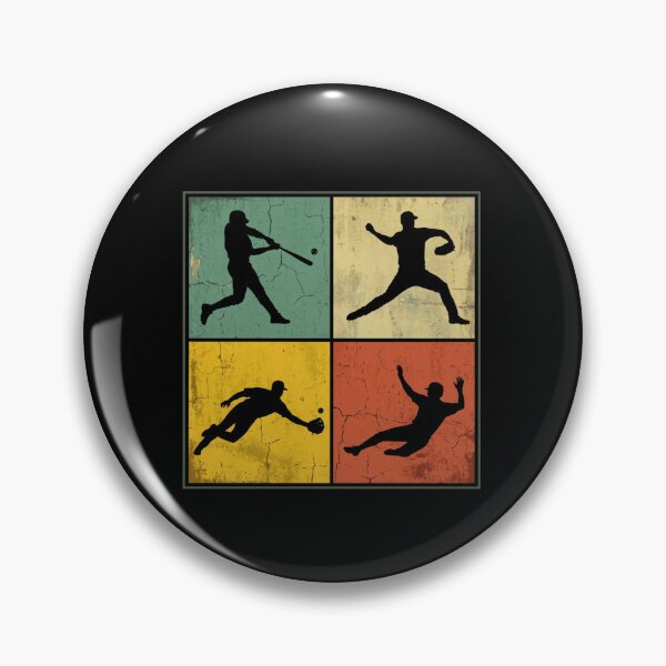 Artikelvorschau, Baseball-Silhouetten Vintage-Baseballfan entworfen und verkauft von SofenArt.