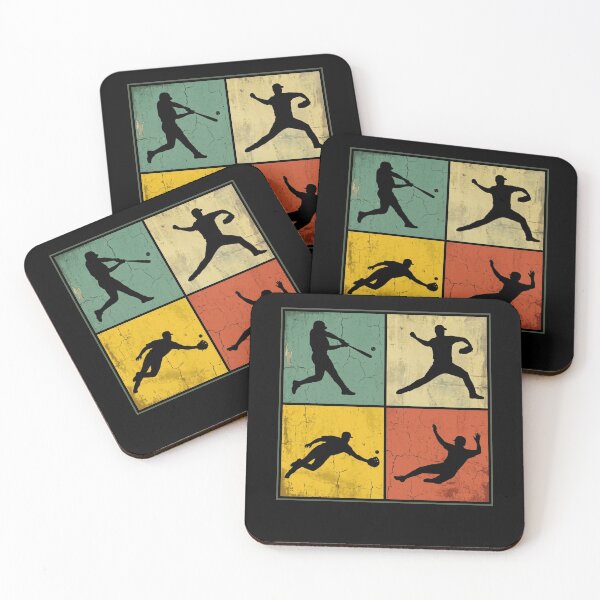 Artikelvorschau, Baseball-Silhouetten Vintage-Baseballfan entworfen und verkauft von SofenArt.
