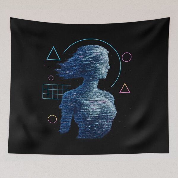 Item preview, Analog Noise Goddess – Vaporwave VHS Static Statue with Retro Neon Geometry designed and sold by AddictiveDesign.