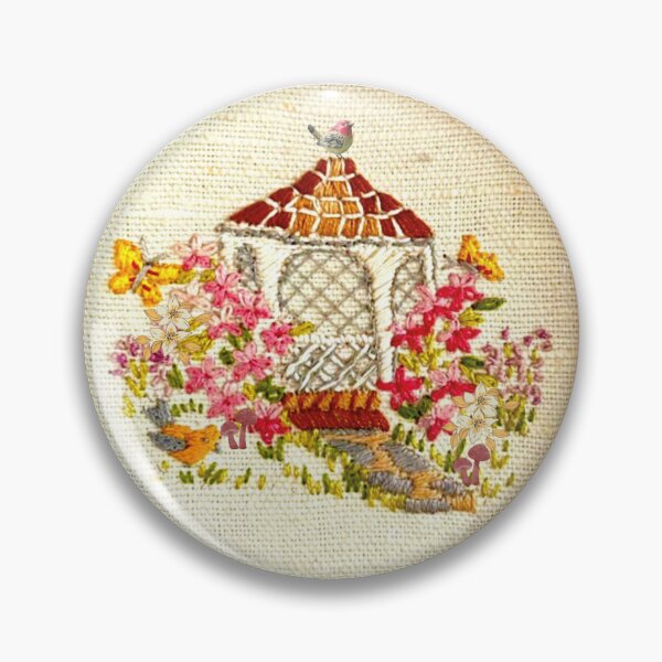 Item preview, Spring Gazebo Floral Decal Faux Crewel Embroidery  designed and sold by Licorice Moon.