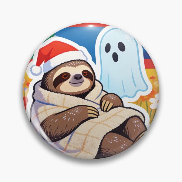 Item preview, Kawaii Sloth Wearing Santa Hat with Cute Ghost Art | Cozy Festive Winter Holiday Design designed and sold by Cherrydora.