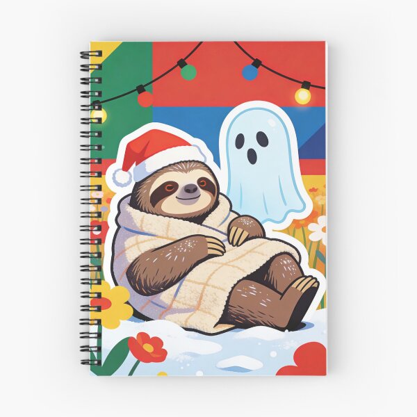 Item preview, Kawaii Sloth Wearing Santa Hat with Cute Ghost Art | Cozy Festive Winter Holiday Design designed and sold by Cherrydora.