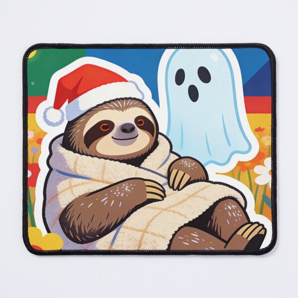 Item preview, Kawaii Sloth Wearing Santa Hat with Cute Ghost Art | Cozy Festive Winter Holiday Design designed and sold by Cherrydora.
