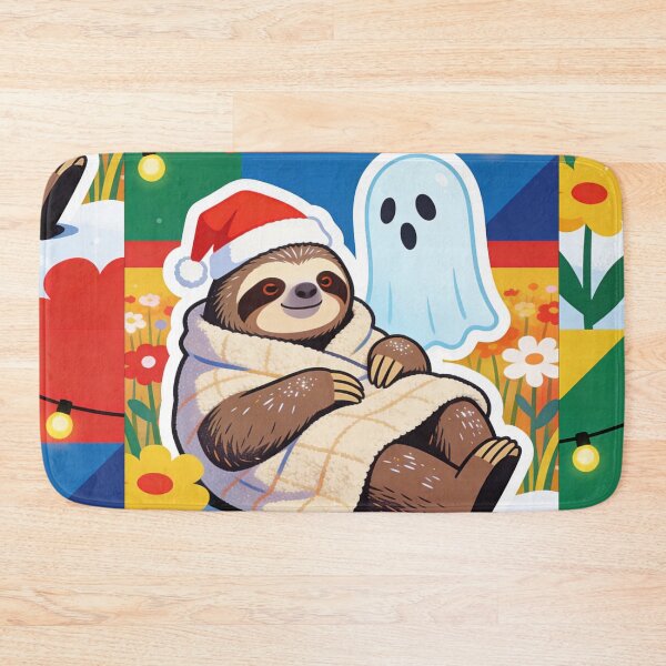 Item preview, Kawaii Sloth Wearing Santa Hat with Cute Ghost Art | Cozy Festive Winter Holiday Design designed and sold by Cherrydora.