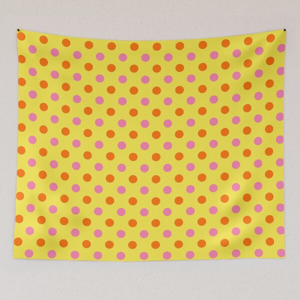Item preview, Orange Pink Polka Dots On Yellow Background Design  designed and sold by PatternTitan.