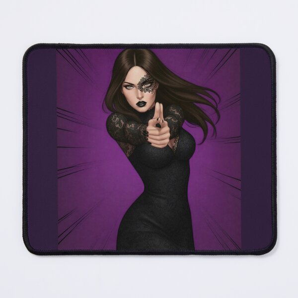 Item preview, Goth Girl Finger Gun Heart, Dark Cupid Black Lace Portrait designed and sold by SammyMorry.
