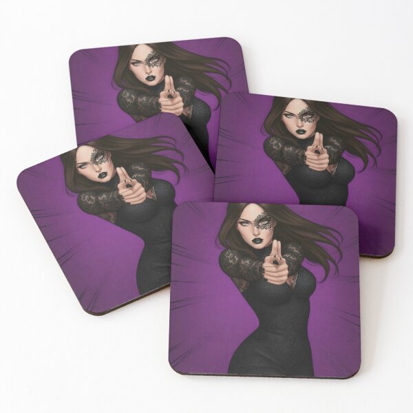 Item preview, Goth Girl Finger Gun Heart, Dark Cupid Black Lace Portrait designed and sold by SammyMorry.