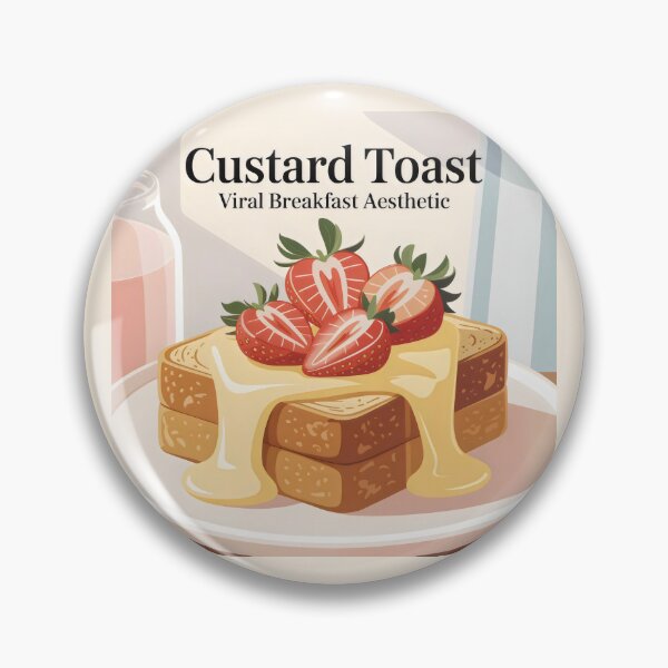 Item preview, Custard Toast Viral Breakfast Design with Strawberries and Cozy Food Aesthetic designed and sold by SplashTastic.