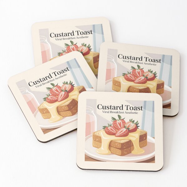 Item preview, Custard Toast Viral Breakfast Design with Strawberries and Cozy Food Aesthetic designed and sold by SplashTastic.