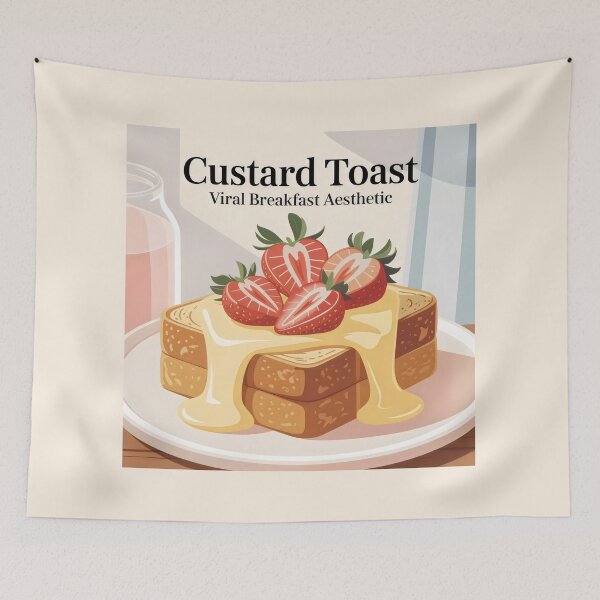 Item preview, Custard Toast Viral Breakfast Design with Strawberries and Cozy Food Aesthetic designed and sold by SplashTastic.