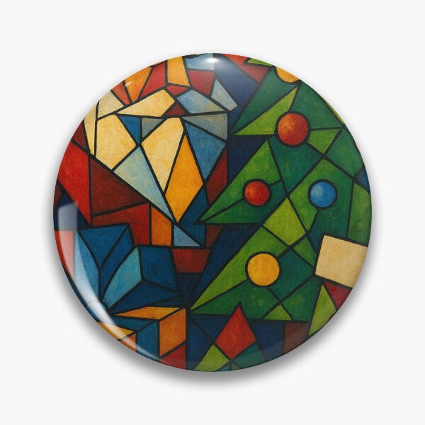Item preview, Geometric Stained Glass Santa Claus - Colorful Mosaic Christmas Tree designed and sold by Lyvion design.