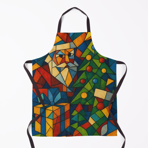 Item preview, Geometric Stained Glass Santa Claus - Colorful Mosaic Christmas Tree designed and sold by Lyvion design.
