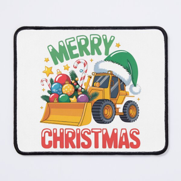 Item preview, Merry Christmas Bulldozer - Festive Construction Truck designed and sold by Anastasiia Lang.