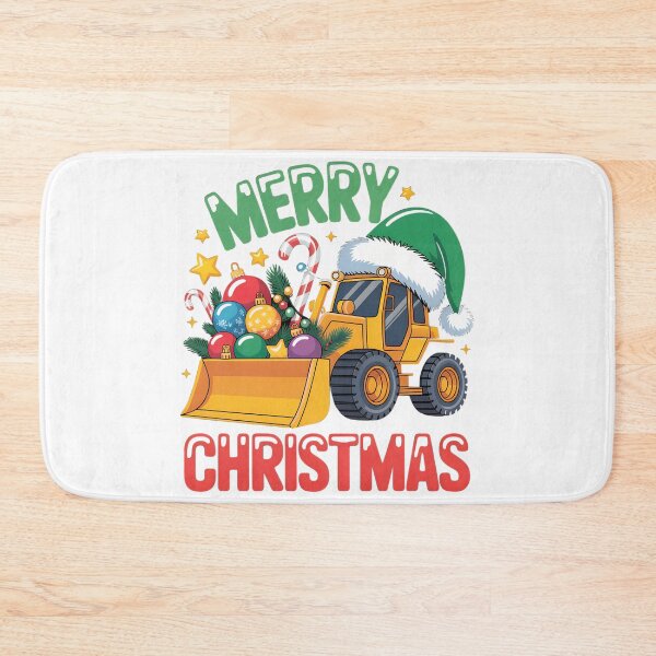 Item preview, Merry Christmas Bulldozer - Festive Construction Truck designed and sold by Anastasiia Lang.
