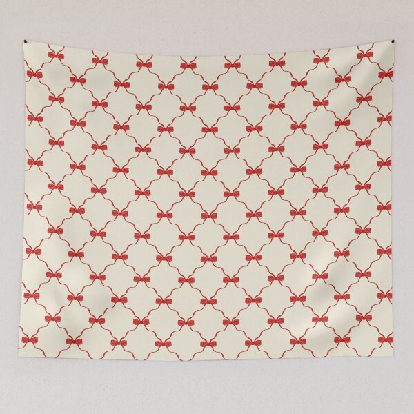 Item preview, Red vintage bows ribbons trellis on cream background designed and sold by shaminia.
