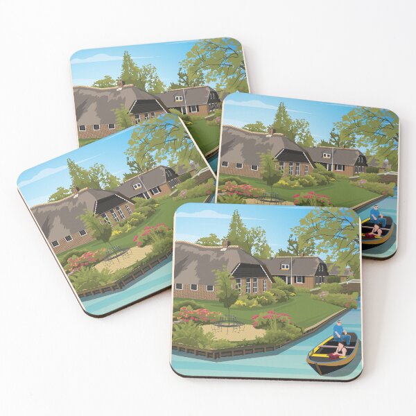 Item preview, Giethoorn Art Deco Travel Poster designed and sold by Amsterdam Experiences.