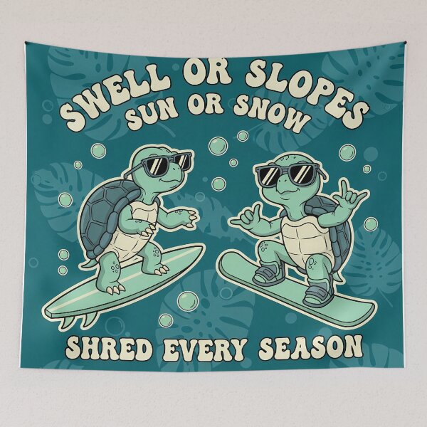 Item preview, Shred Every Season - Surfing and Snowboarding Cool Turtles designed and sold by TheOneOff.