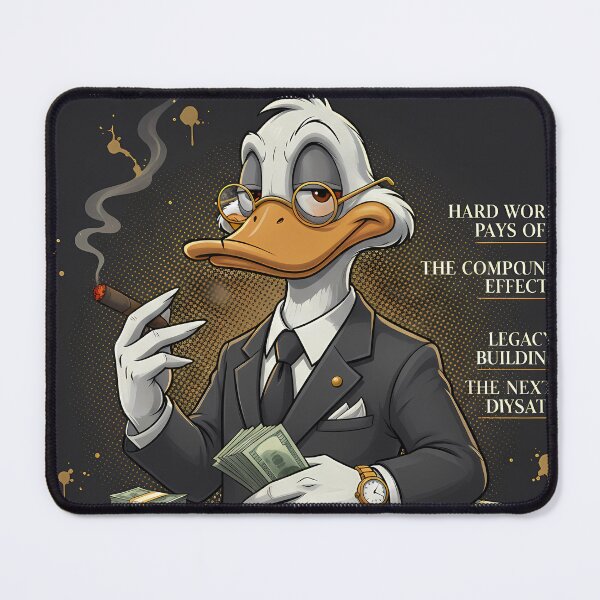 Item preview, Fortune Street Magazine Cover Poster – Wealthy Cartoon Duck Tycoon With Cigar, Cash Stacks and Gold Coins designed and sold by Bored Elon.