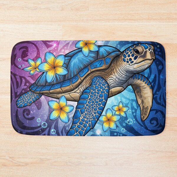 Item preview, Cosmic Polynesian Sea Turtle with Plumeria Flowers designed and sold by TheOneOff.