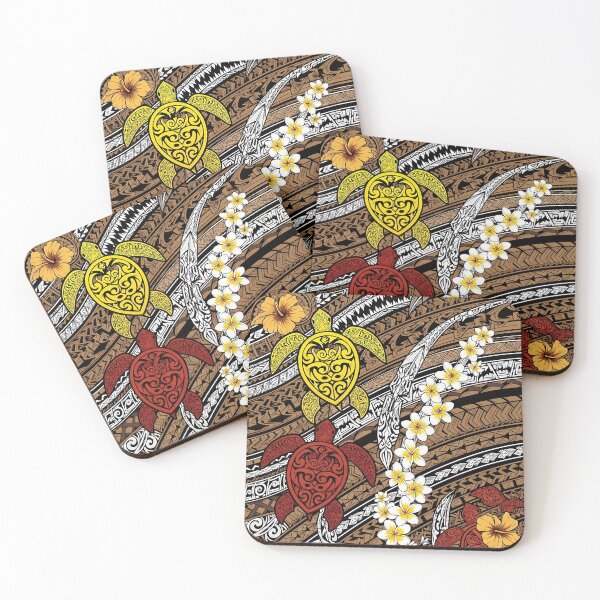 Item preview, Polynesian Tribal Sea Turtles on Traditional Tapa Cloth Pattern designed and sold by TheOneOff.