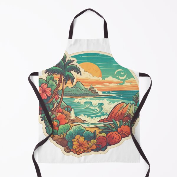 Item preview, Tropical Sunset Paradise Patch Sticker: Retro Hawaii Surf & Palm Tree Art designed and sold by TheOneOff.