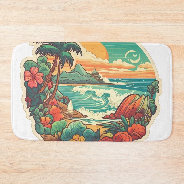 Item preview, Tropical Sunset Paradise Patch Sticker: Retro Hawaii Surf & Palm Tree Art designed and sold by TheOneOff.