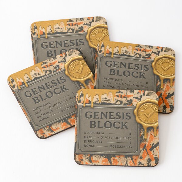 Item preview, Genesis Block Wall Art – Bitcoin Origin Plaque with Verified Gold Seal, Dripping Paint and Urban Graffiti Texture designed and sold by Bored Elon.