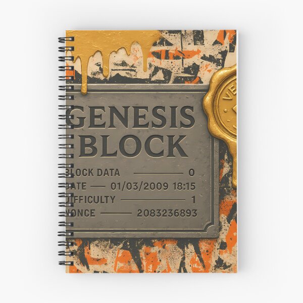 Item preview, Genesis Block Wall Art – Bitcoin Origin Plaque with Verified Gold Seal, Dripping Paint and Urban Graffiti Texture designed and sold by Bored Elon.