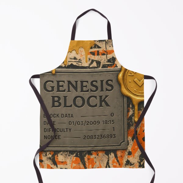Item preview, Genesis Block Wall Art – Bitcoin Origin Plaque with Verified Gold Seal, Dripping Paint and Urban Graffiti Texture designed and sold by Bored Elon.