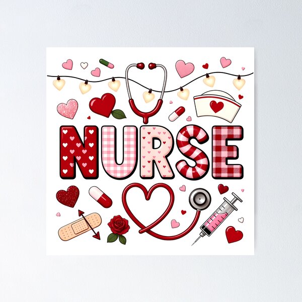 Item preview, Nurse Valentine Design – Cute Medical Hearts & Nurse Love Illustration designed and sold by GiftsCreek.