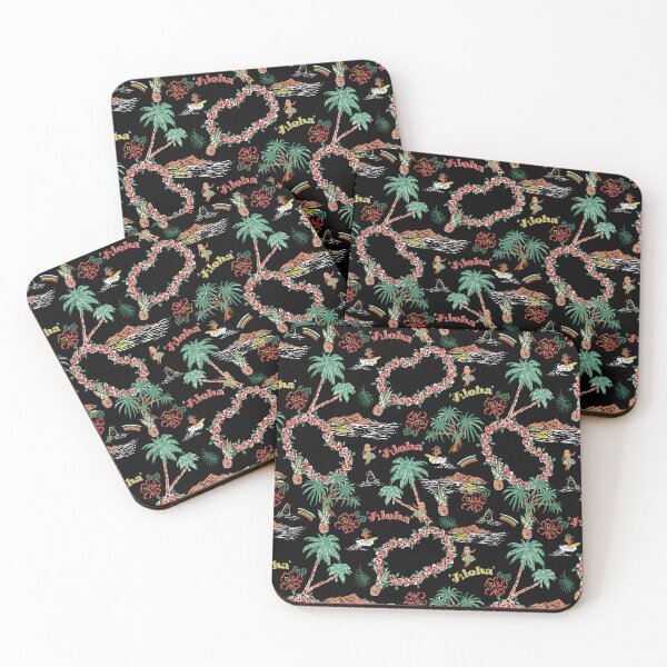 Item preview, Vintage Black Hawaiian Luau Tropical Pattern designed and sold by TheOneOff.