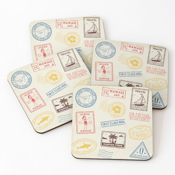 Item preview, Vintage Hawaii Postmark Stamps Pattern designed and sold by TheOneOff.